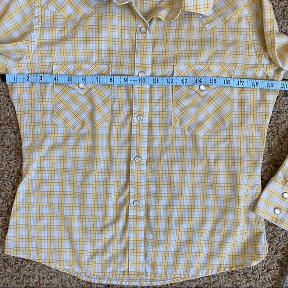 Panhandle Slim Retro Pearl Snap Button Down Yellow Plaid Vintage Shirt - Picture 9 of 12